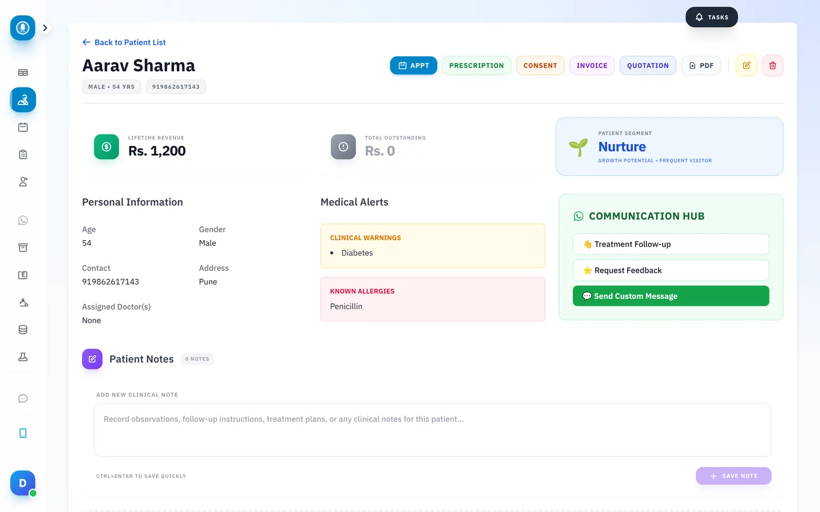 ClinicFloww Patient record